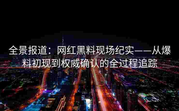 全景报道：网红黑料现场纪实——从爆料初现到权威确认的全过程追踪